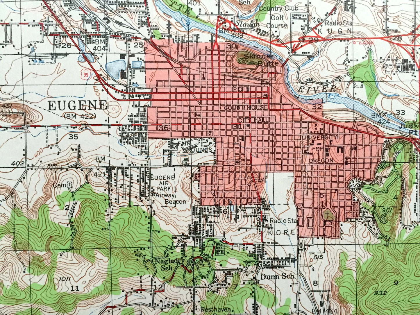 Antique Eugene, Oregon 1946 US Geological Survey Topographic Map – Linn, Lane County, Junction City, Coburg, Meadow View, Springfield, OR