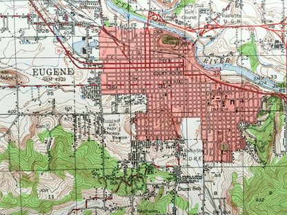 Antique Eugene, Oregon 1946 US Geological Survey Topographic Map – Linn, Lane County, Junction City, Coburg, Meadow View, Springfield, OR