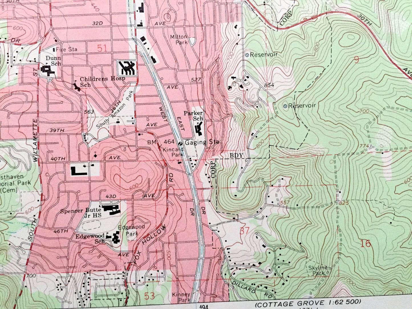 Antique Eugene East, Oregon 1967 US Geological Survey Topographic Map – Lane County, Springfield, Judkins, Glenwood, Springfield Junction OR