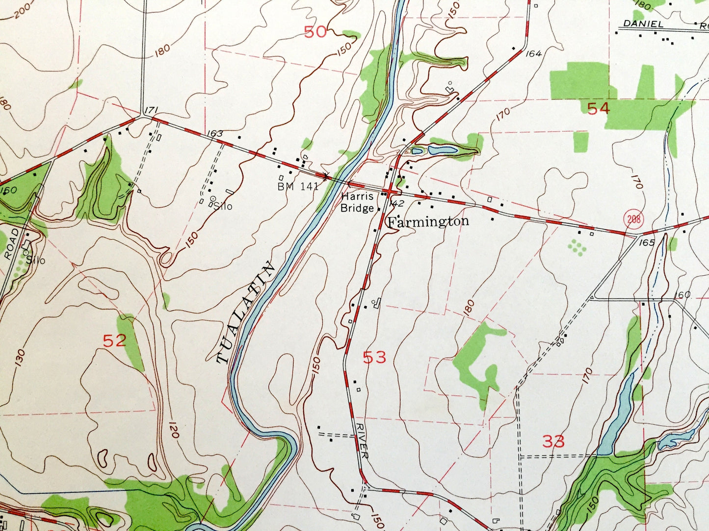 Antique Scholls, Oregon 1961 US Geological Survey Topographic Map – Yamhill, Washington County, Farmington, Reedville, Laurel, Kinton, OR