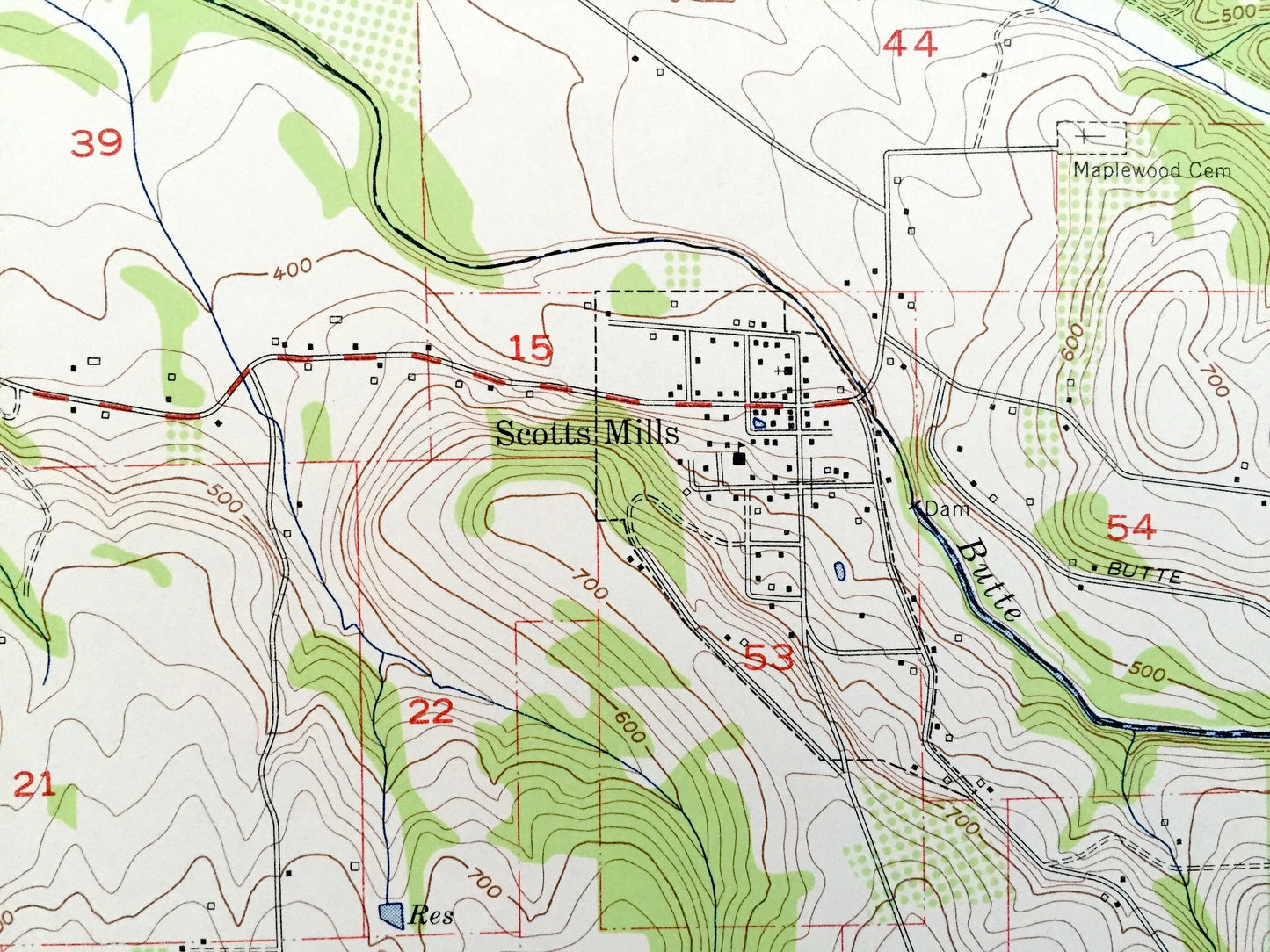Antique Scotts Mills, Oregon 1954 US Geological Survey Topographic Map – Clackamas, Marion County, Monitor, Gladtidings, Marquam, Oaklawn OR