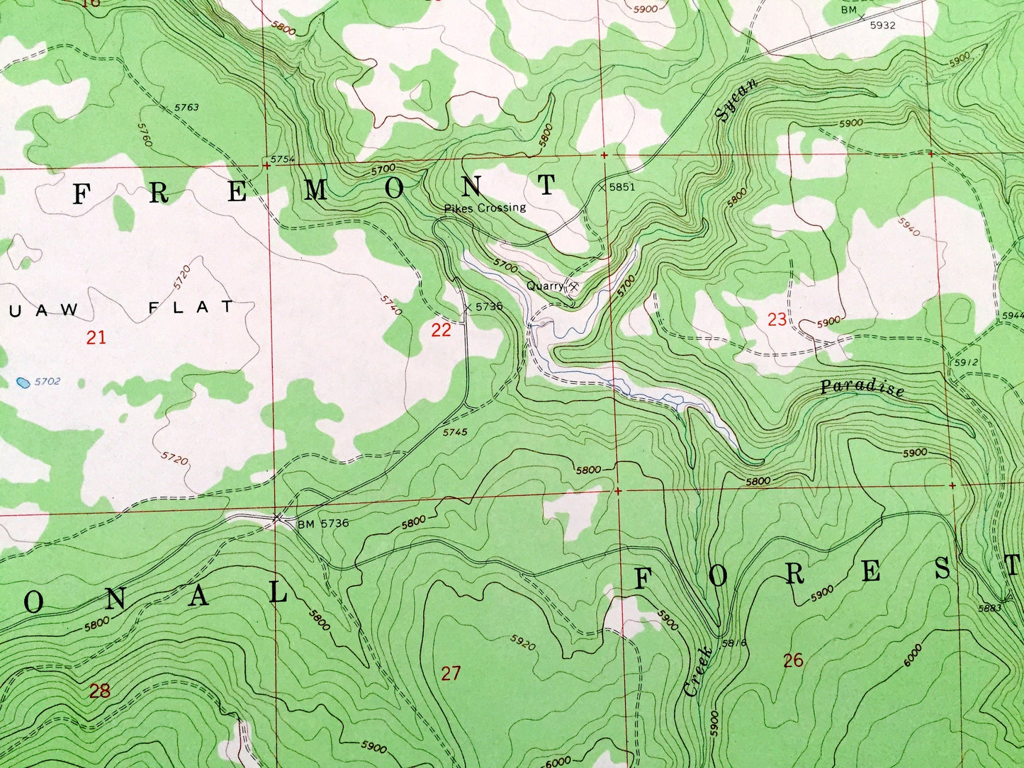 Antique Shake Butte, Oregon 1966 US Geological Survey Topographic Map – Lake, Klamath County, Fremont National Forest, Squaw Flat, OR
