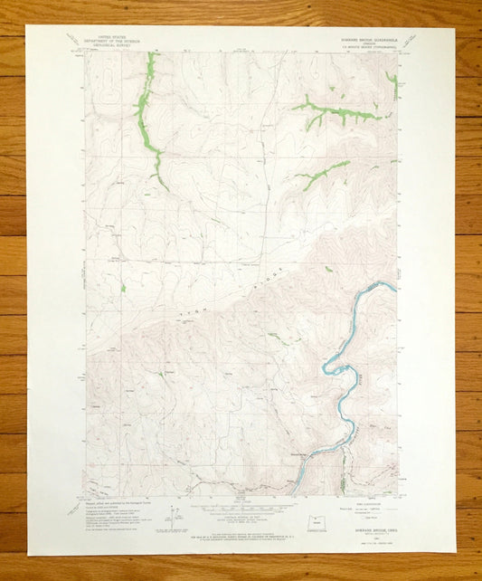 Antique Sherars Bridge, Oregon 1962 US Geological Survey Topographic Map – Wasco, Sherman County, Sherar, Tygh Ridge, Deschutes River, OR
