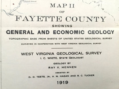 Antique Fayette County, West Virginia 1916 Geological Survey Map – Fayetteville, Oak Hill, Montgomery, Plum Orchard Lake, Babcock Park, WV