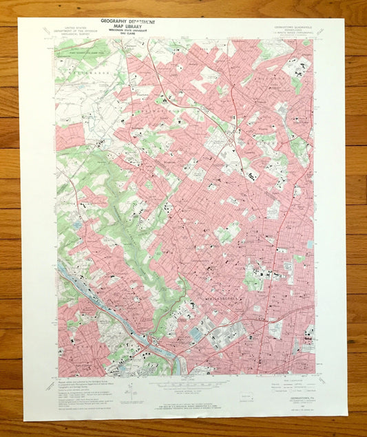 Antique Germantown, Pennsylvania 1967 US Geological Survey Topographic Map – Montgomery, Philadelphia County, Whitemarsh, Lower Merion, PA