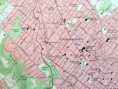 Antique Germantown, Pennsylvania 1967 US Geological Survey Topographic Map – Montgomery, Philadelphia County, Whitemarsh, Lower Merion, PA
