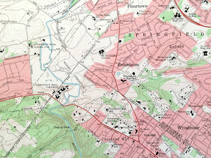 Antique Germantown, Pennsylvania 1967 US Geological Survey Topographic Map – Montgomery, Philadelphia County, Whitemarsh, Lower Merion, PA