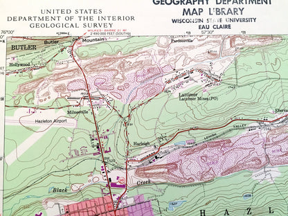 Antique Hazleton, Pennsylvania 1947 US Geological Survey Topographic Map - Luzerne, Carbon, Schuylkill County, Foster, Banks, Packer, PA