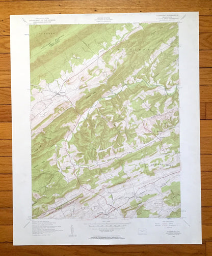 Antique Ickesburg, Pennsylvania 1952 US Geological Survey Topographic Map – Juniata, Perry County, Turbett, Tuscarora, Saville, Tyrone, PA