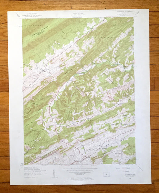 Antique Ickesburg, Pennsylvania 1952 US Geological Survey Topographic Map – Juniata, Perry County, Turbett, Tuscarora, Saville, Tyrone, PA