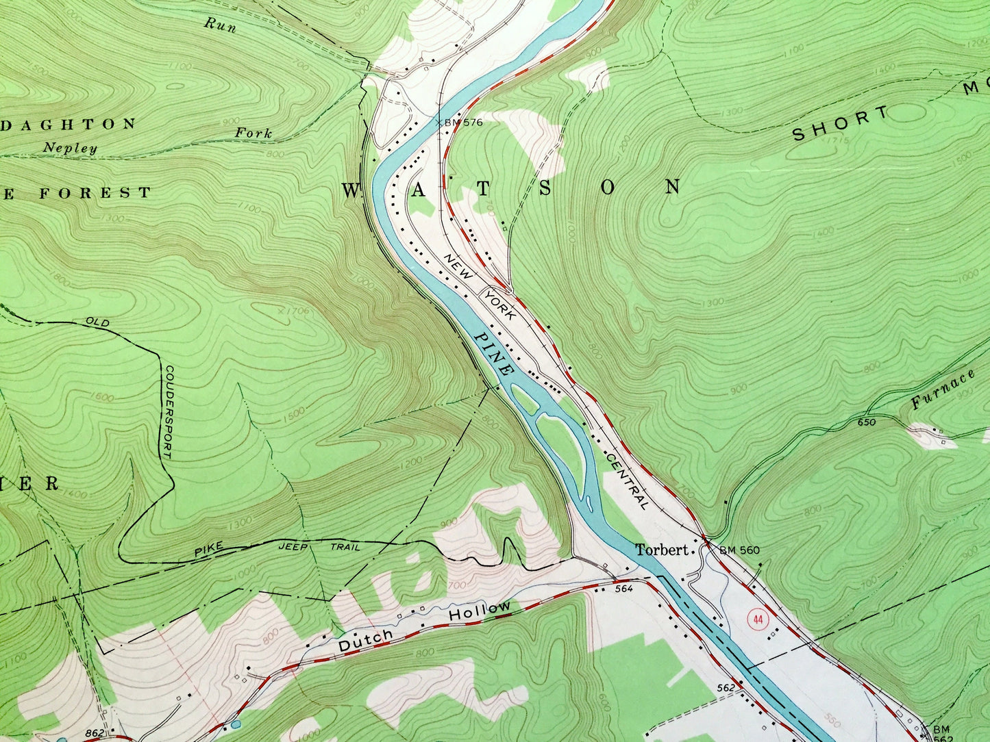 Antique Jersey Shore, Pennsylvania 1965 US Geological Survey Topographic Map – Lycoming, Clinton County, Watson, Gallagher, Pine Creek, PA
