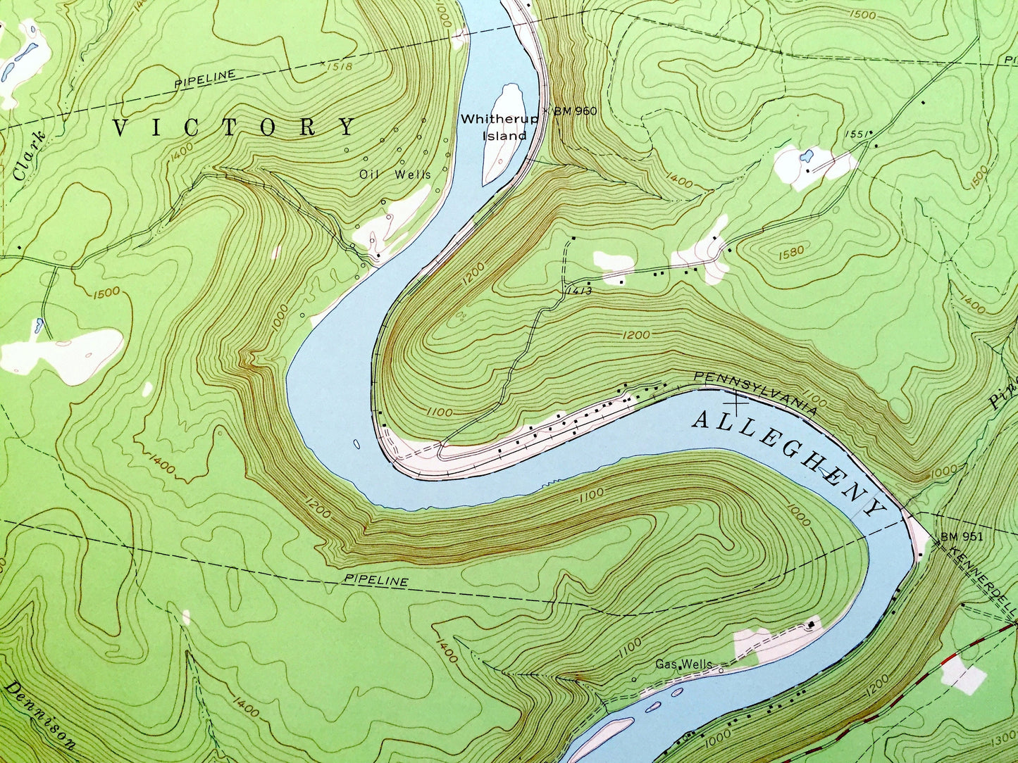 Antique Kennerdell, Pennsylvania 1963 US Geological Survey Topographic Map – Venango County, Sandycreek, Cranberry, Victory, Rockland, PA