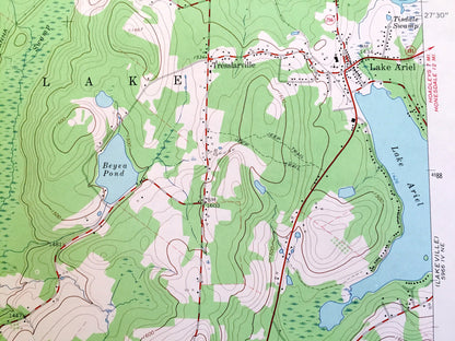 Antique Lake Ariel, Pennsylvania 1966 US Geological Survey Topographic Map - Wayne, Lackawanna County, Jefferson, Madison, Salem, Poconos PA
