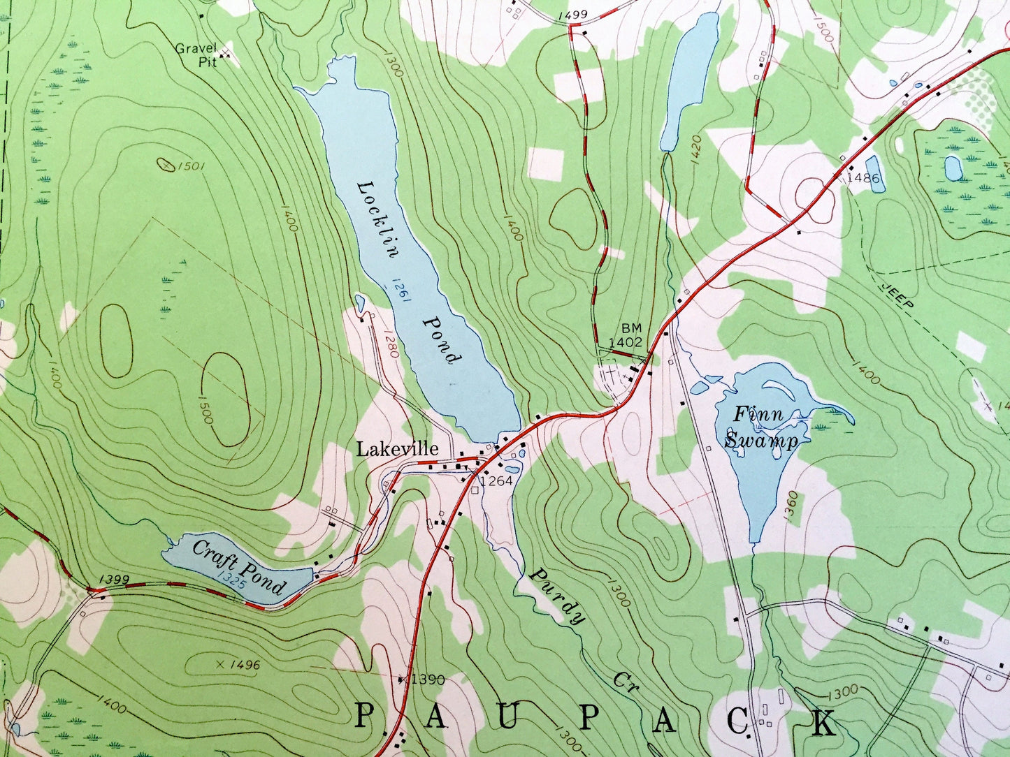 Antique Lakeville, Pennsylvania 1966 US Geological Survey Topographic Map - Wayne, Pike County, Cherry Ridge, Paupack, South Canaan Salem PA