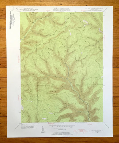 Antique Lee Fire Tower, Pennsylvania 1947 US Geological Survey Topographic Map - Potter, Tioga, Lycoming County, Abbott, Elk, Stewardson, PA
