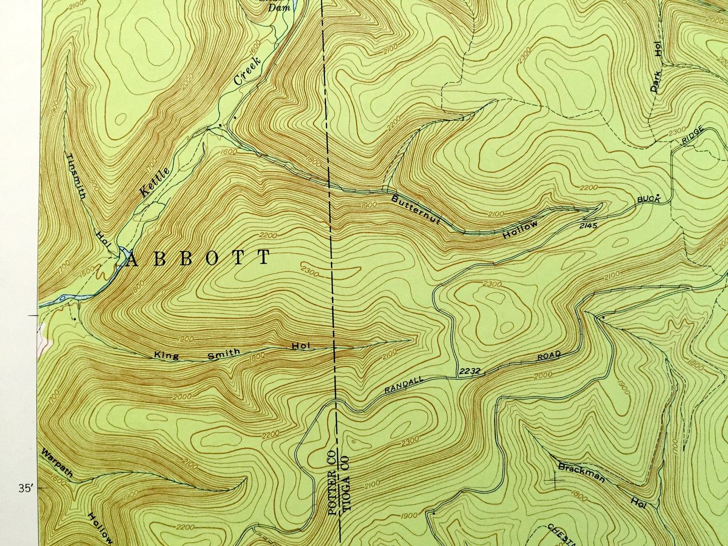 Antique Lee Fire Tower, Pennsylvania 1947 US Geological Survey Topographic Map - Potter, Tioga, Lycoming County, Abbott, Elk, Stewardson, PA