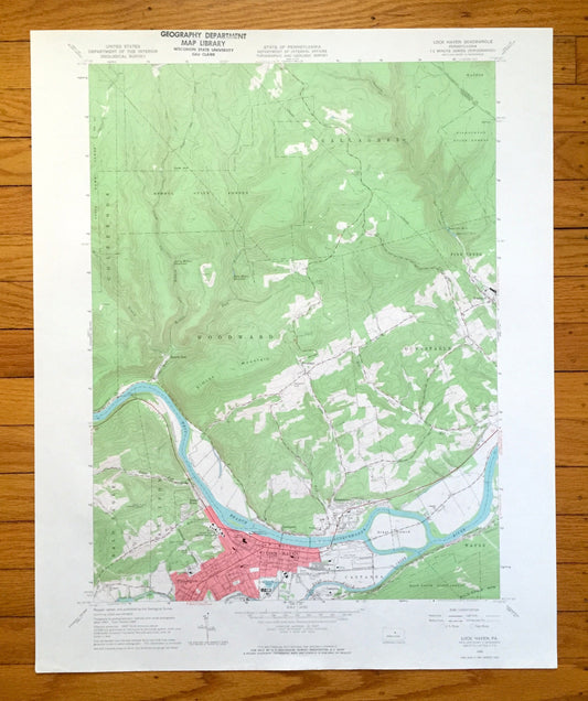 Antique Lock Haven, Pennsylvania 1965 US Geological Survey Topographic Map – Lycoming, Clinton County, Gallagher, Colebrook, Woodward, PA