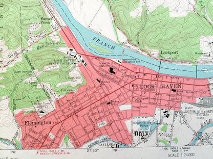 Antique Lock Haven, Pennsylvania 1965 US Geological Survey Topographic Map – Lycoming, Clinton County, Gallagher, Colebrook, Woodward, PA