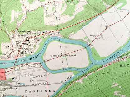 Antique Lock Haven, Pennsylvania 1965 US Geological Survey Topographic Map – Lycoming, Clinton County, Gallagher, Colebrook, Woodward, PA