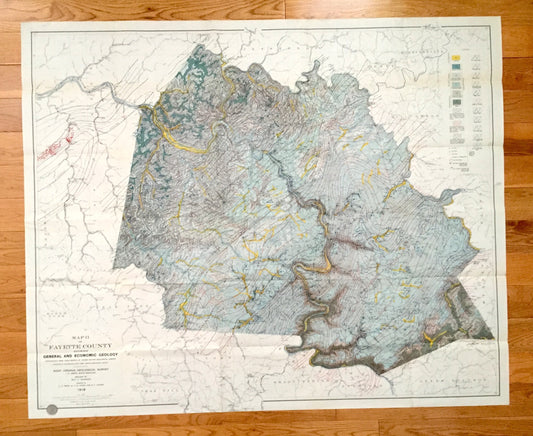 Antique Fayette County, West Virginia 1916 Geological Survey Map – Fayetteville, Oak Hill, Montgomery, Plum Orchard Lake, Babcock Park, WV