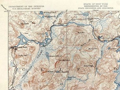 Antique Cranberry Lake, New York 1921 US Geological Survey Topographic Map – Adirondacks, Wanakena, Fine, Webb, Clifton, Newtown Falls, NY