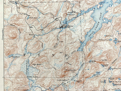 Antique Cranberry Lake, New York 1921 US Geological Survey Topographic Map – Adirondacks, Wanakena, Fine, Webb, Clifton, Newtown Falls, NY