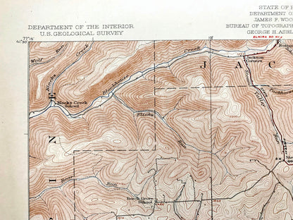 Antique Trout Run, Pennsylvania 1923 US Geological Survey Topographic Map – Lycoming County, Williamsport, Lewis, Mifflin, Loyalsock, PA