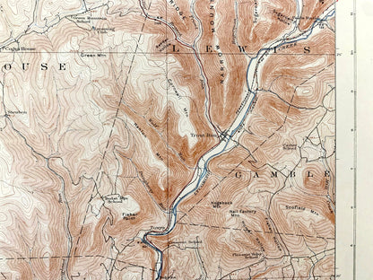 Antique Trout Run, Pennsylvania 1923 US Geological Survey Topographic Map – Lycoming County, Williamsport, Lewis, Mifflin, Loyalsock, PA