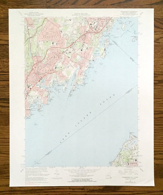 Antique Mamaroneck, New York 1967 US Geological Survey Topographic Map – Westchester, Nassau County, White Plains, Rye, Connecticut NY