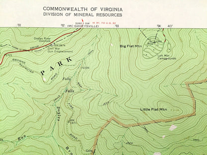 Antique Browns Cove, Virginia 1965 US Geological Survey Topographic Map – Albermarle County Shenandoah National Park Blue Ridge Mountains VA