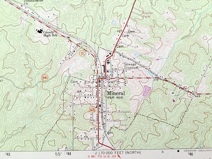 Antique Mineral, Virginia 1969 US Geological Survey Topographic Map – Louisa, Spotsylvania County, Lake Anna River, Christopher Run, VA