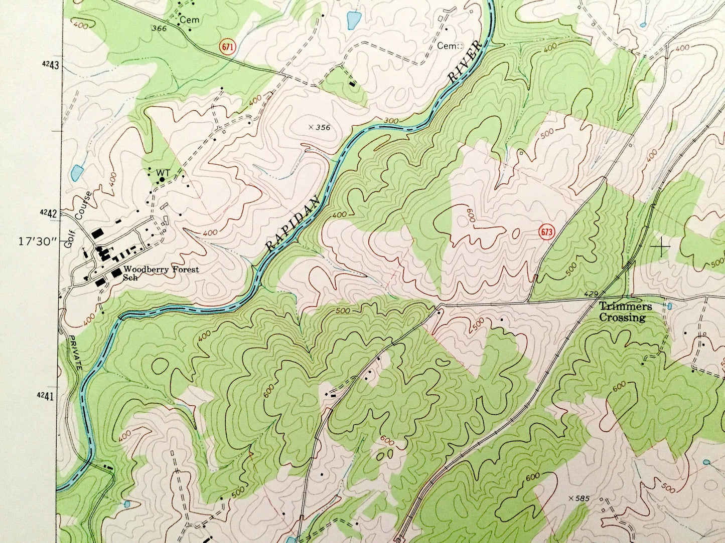 Antique Rapidan, Virginia 1971 US Geological Survey Topographic Map – Madison, Culpeper, Orange County, Clifton, Cedar Mountain, Nasons, VA
