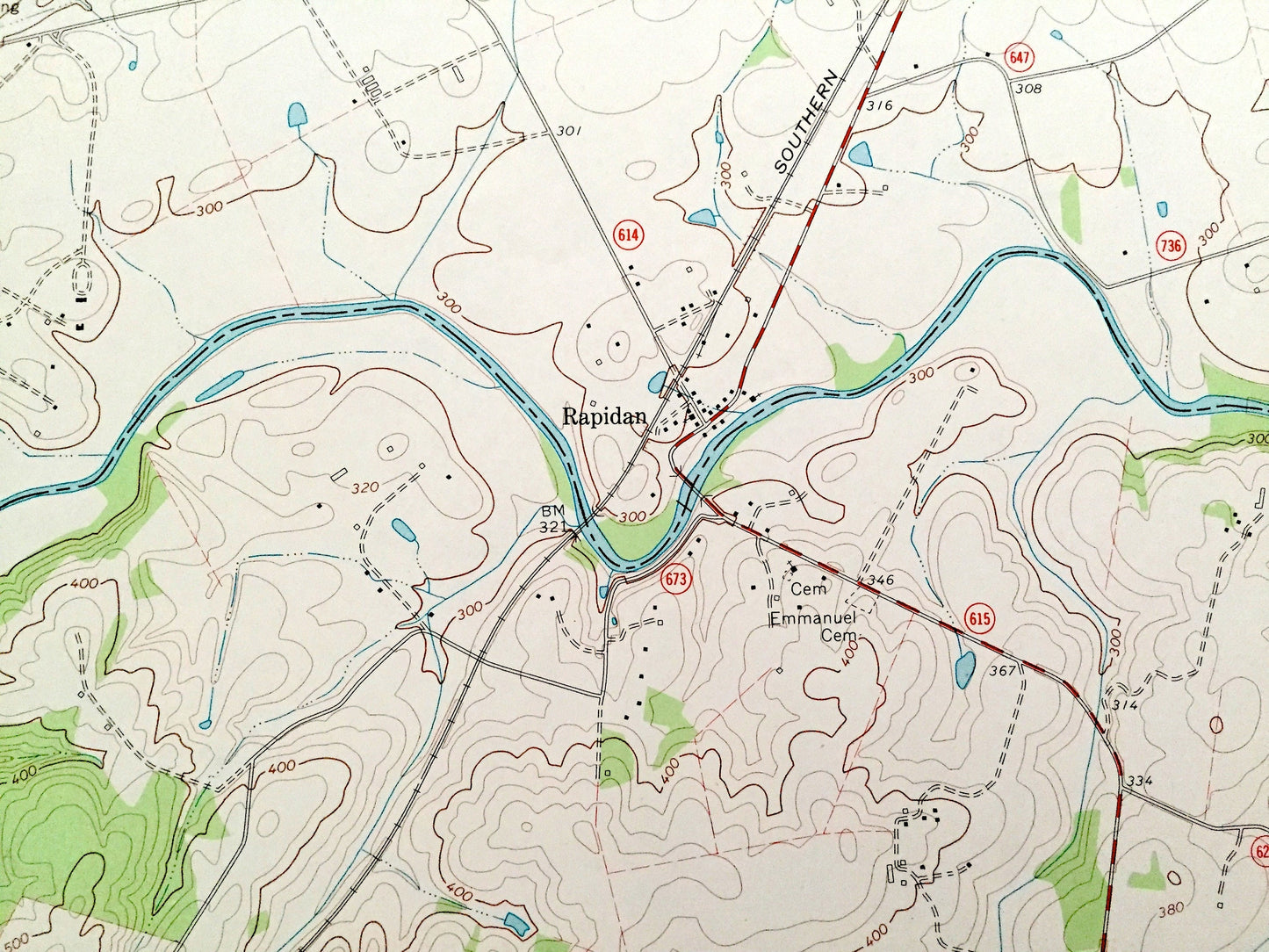 Antique Rapidan, Virginia 1971 US Geological Survey Topographic Map – Madison, Culpeper, Orange County, Clifton, Cedar Mountain, Nasons, VA