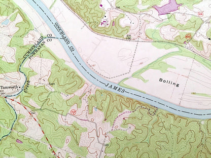 Antique Cartersville, Virginia 1969 US Geological Survey Topographic Map – Goochland, Cumberland County, Elk Island, James River, Fife VA