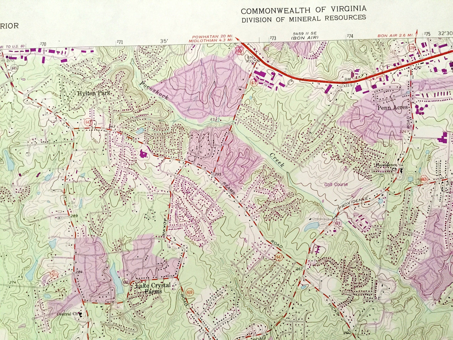 Antique Chesterfield, Virginia 1963 US Geological Survey Topographic Map – Richmond, County, Pocahontas State Forest, Park, Swift Creek VA