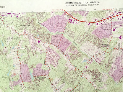 Antique Chesterfield, Virginia 1963 US Geological Survey Topographic Map – Richmond, County, Pocahontas State Forest, Park, Swift Creek VA