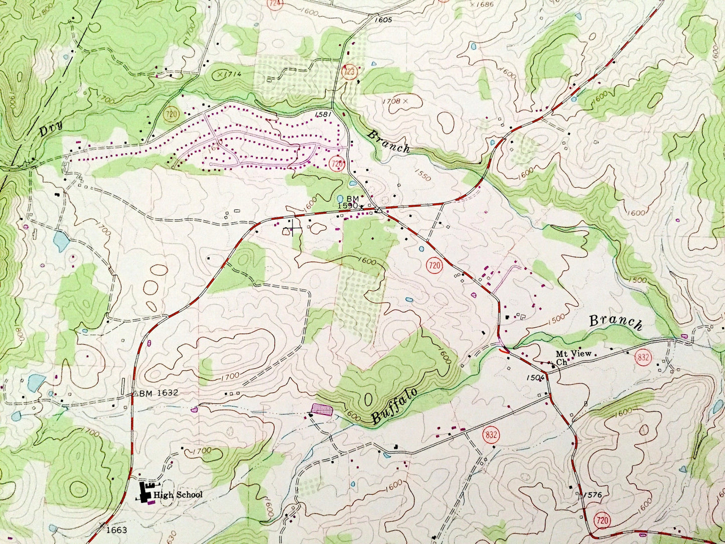 Antique Churchville, Virginia 1964 US Geological Survey Topographic Map – Augusta County, Buffalo Gap, Cedar Green, George Washington, VA