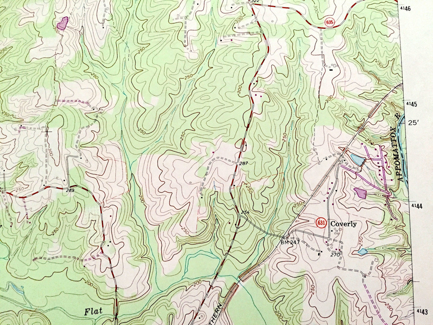 Antique Chula, Virginia 1966 US Geological Survey Topographic Map – Powhatan, Amelia County, Wildlife Management Area, Appomattox River VA