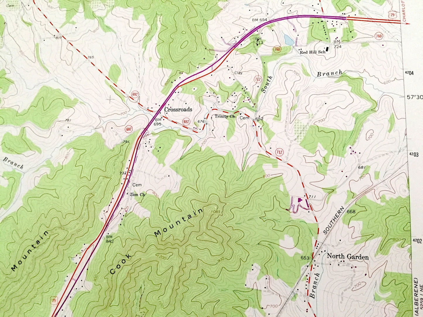 Antique Covesville, Virginia 1967 US Geological Survey Topographic Map – Albemarle County, South, North Garden, Batesville, Crossroads, VA