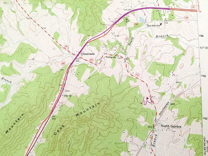 Antique Covesville, Virginia 1967 US Geological Survey Topographic Map – Albemarle County, South, North Garden, Batesville, Crossroads, VA