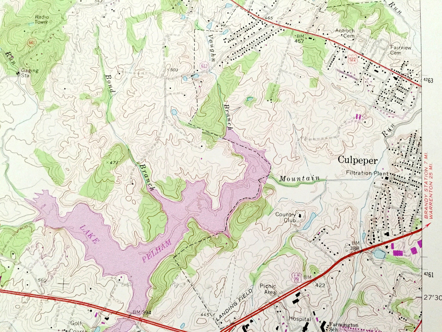 Antique Culpeper West, Virginia 1971 US Geological Survey Topographic Map – Madison County, Lake Pelham, Mountain Run, Cedar Mountain, VA