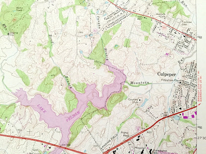 Antique Culpeper West, Virginia 1971 US Geological Survey Topographic Map – Madison County, Lake Pelham, Mountain Run, Cedar Mountain, VA