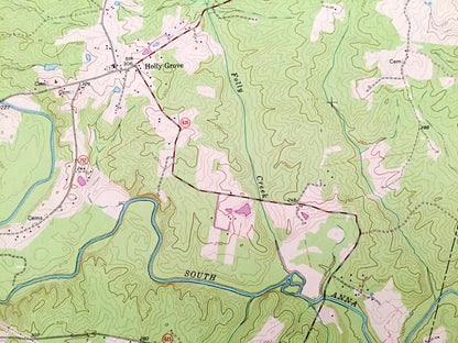 Antique Dabneys, Virginia 1968 US Geological Survey Topographic Map – Louisa, Hanover, Goochland County, Jackson, South Anna River, VA