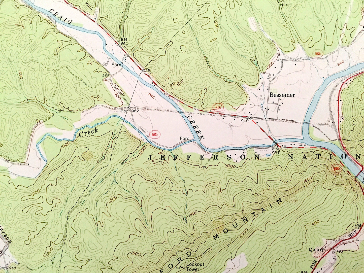 Antique Eagle Rock, Virginia 1962 US Geological Survey Topographic Map – Botetourt County, Jefferson, George Washington National Forest, VA