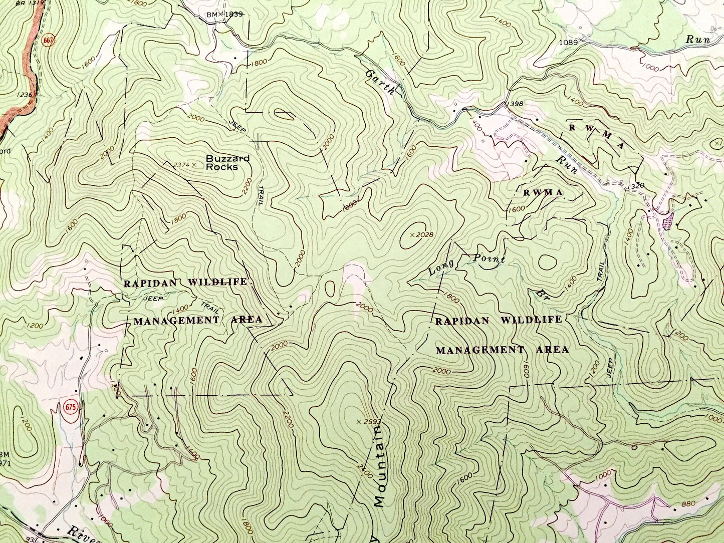 Antique Fletcher, Virginia 1965 US Geological Survey Topographic Map – Page, Greene, Madison County Shenandoah National Park Blue Ridge, VA