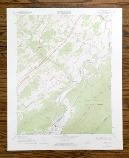 Antique Glasgow, Virginia 1965 US Geological Survey Topographic Map – Rockbridge County, George Washington National Forest, Maury River, VA