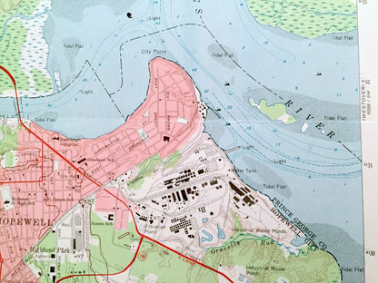 Antique Hopewell, Virginia 1969 US Geological Survey Topographic Map – Chesterfield, Charles City County, Fort Lee Army Base, James River VA