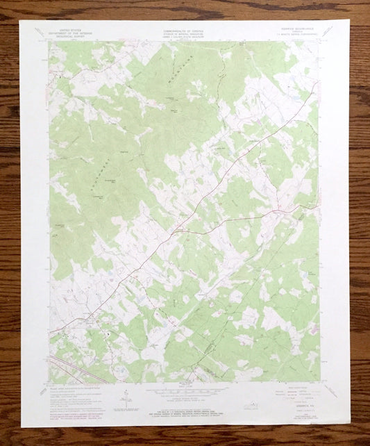 Antique Keswick, Virginia 1964 US Geological Survey Topographic Map – Louisa, Albermarle County, Cismont, Cobham, Rugby, Campbell, Farm, VA