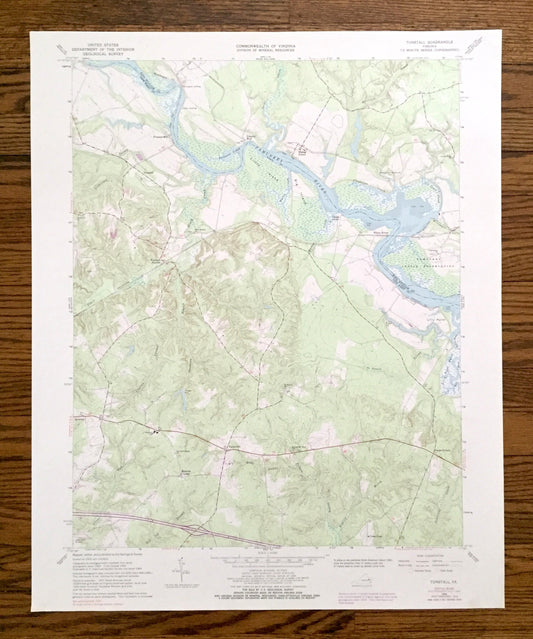 Antique Tunstall, Virginia 1966 US Geological Survey Topographic Map – King William, New Kent County, Pamunkey River, Indian Reservation, VA