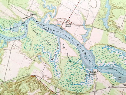 Antique Tunstall, Virginia 1966 US Geological Survey Topographic Map – King William, New Kent County, Pamunkey River, Indian Reservation, VA
